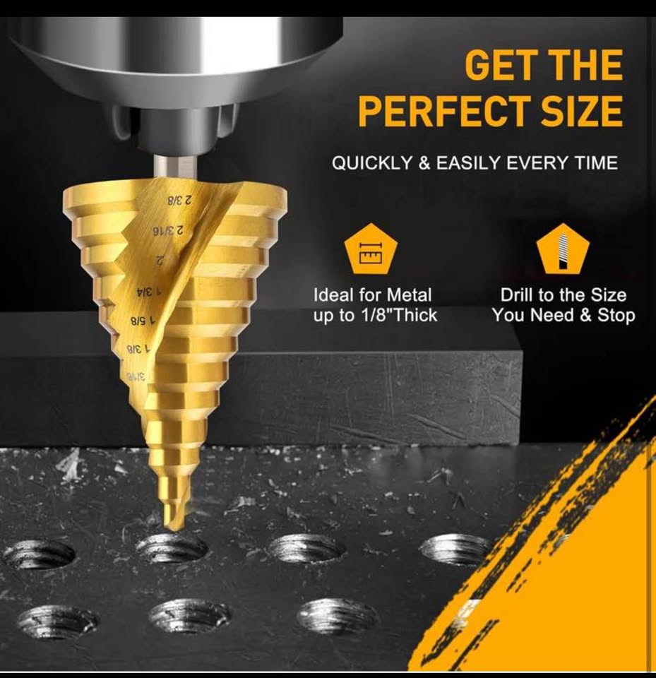 Brand new Spiral Groove Step Drill Bit 1/4” to 2-3/8”