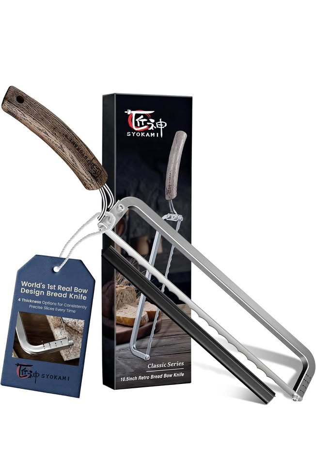 Left-Handed Bread Knife for Homemade Bread, World's 1st Real Bow-Design Sourdough Bread Slicer