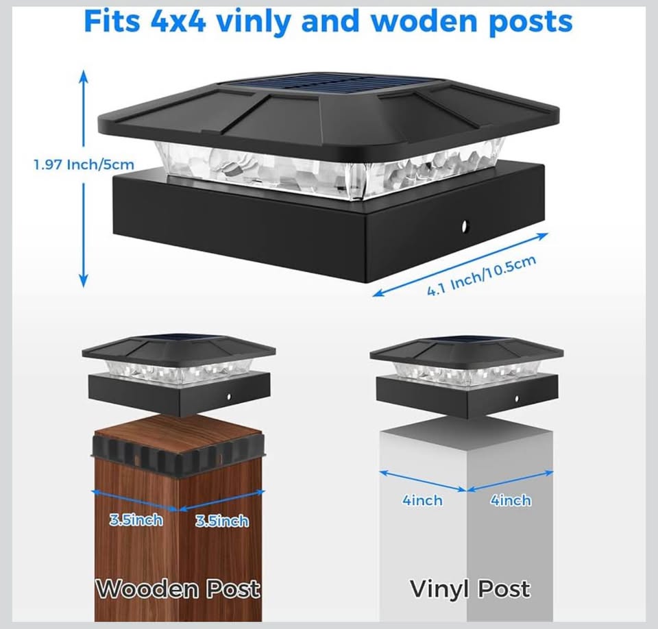 Peasur RGB Color Changing Solar Post Cap Lights Outdoor, 4Pack 4x4 Solar Powered Fence Light Waterp