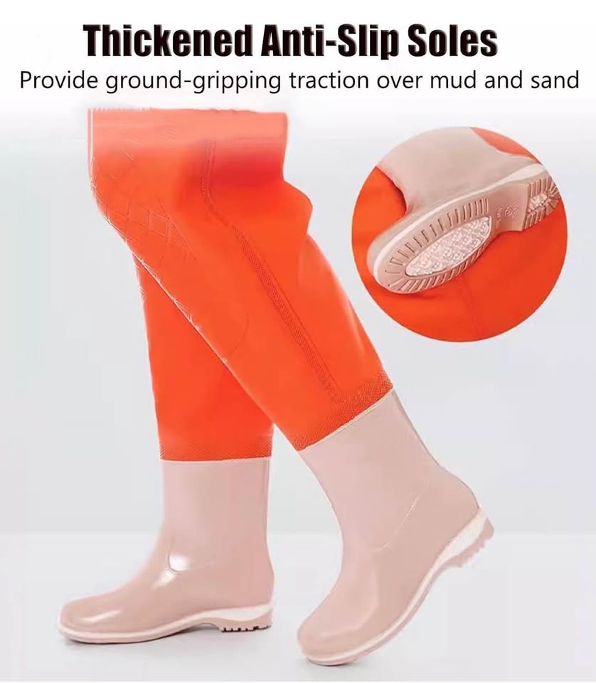 Underwater Women Chest Waders, Waterproof Hip Waders，PVC Lightweight Hip Boot with Cleated Outsole