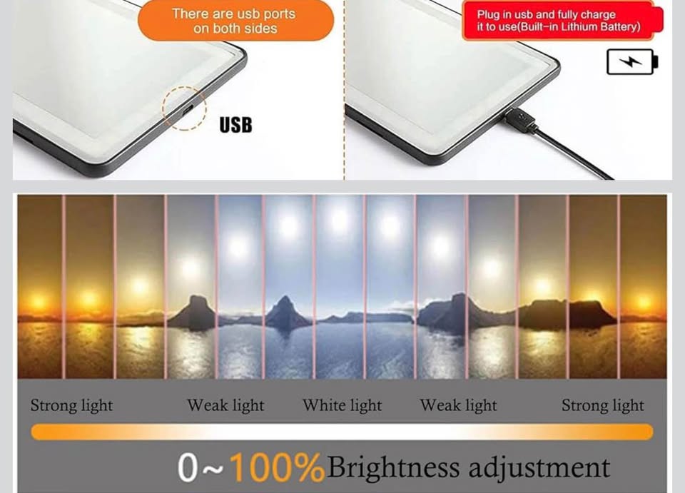 Car Mirror Visor Vanity with Rechargeable LED Light,Car Visor Vanity Mirror,Makeup Mirror with 3 Lig