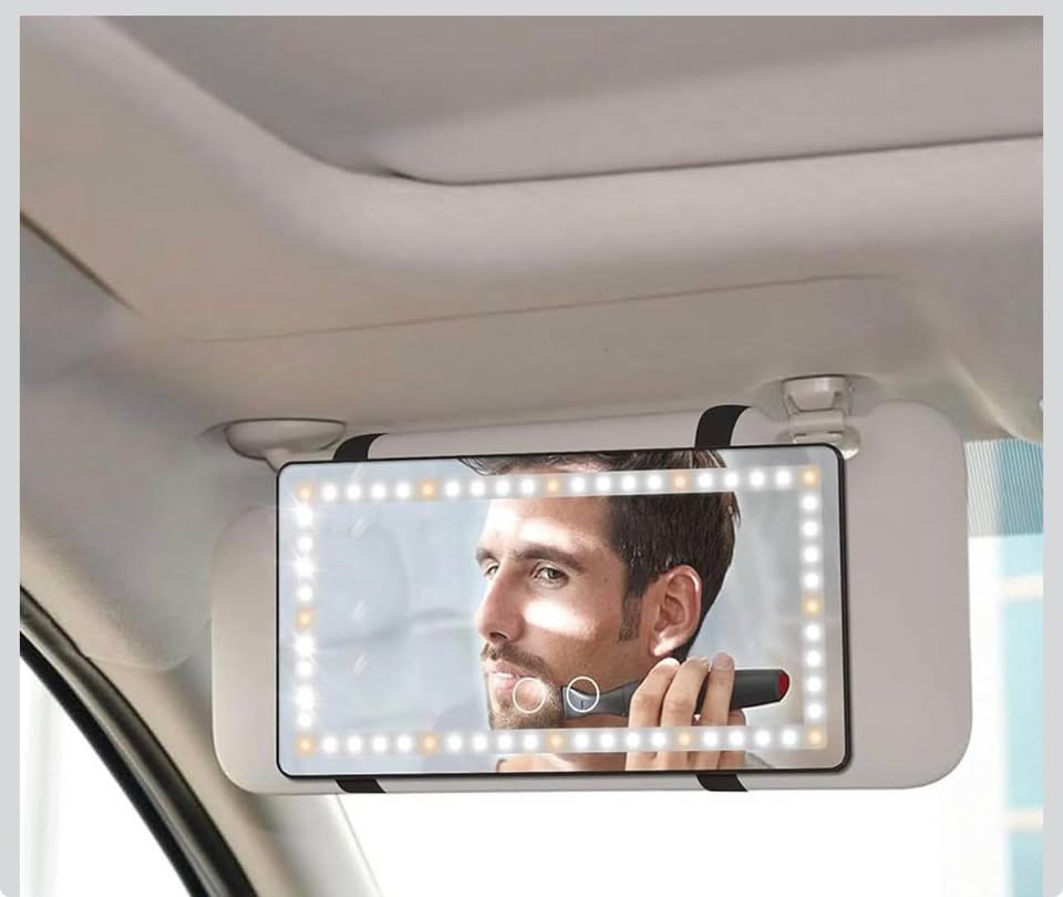 Car Mirror Visor Vanity with Rechargeable LED Light,Car Visor Vanity Mirror,Makeup Mirror with 3 Lig