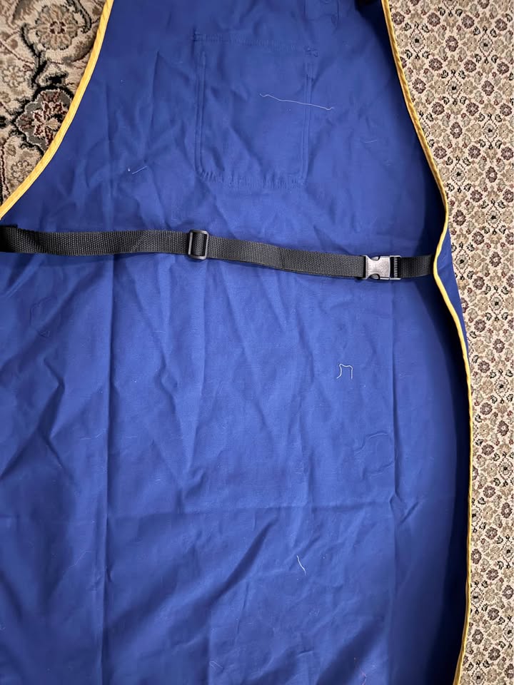 Heavy Duty Flame Resistant Welding Apron Adjustable Buckles Straps Chest Pocket for Metalworking and