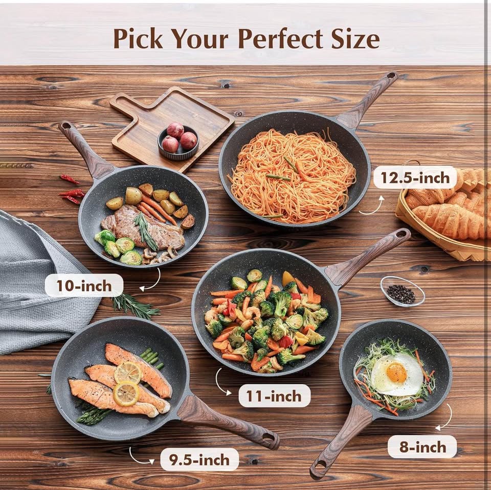 SENSARTE 12.5 Inch Nonstick Frying Pan Skillet, Swiss Granite Coating Omelette Pan, Healthy Stone Co