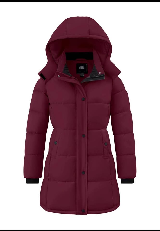 ZSHOW Wine Red Puffer Coat