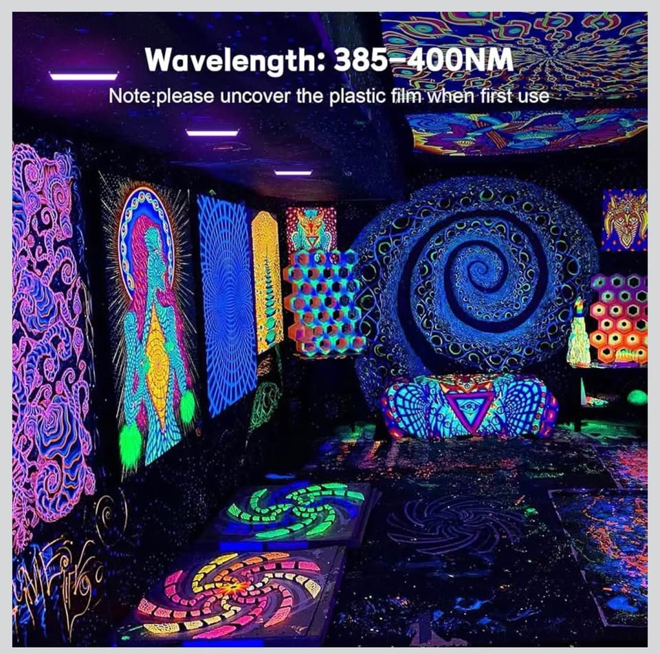 100W LED Black Light 2 Pack, ELWOKS Black Lights for Glow Party, Ultra Thin Black Lights Flood Light