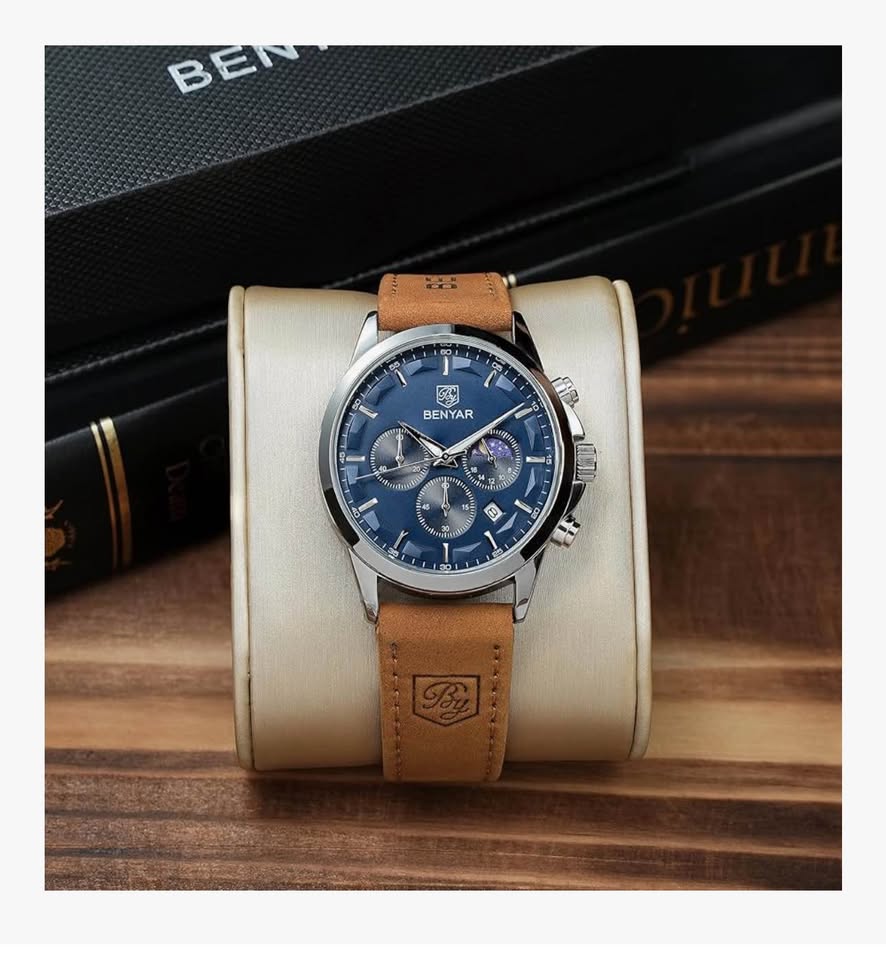 BENYAR Mens Watch Analog Quartz Movement Chronograph Waterproof Luminous Date Men's Wrist Watches St