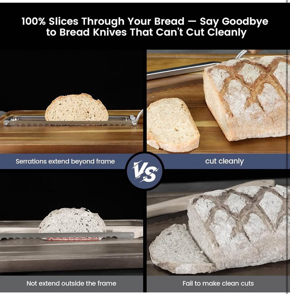 Left-Handed Bread Knife for Homemade Bread, World's 1st Real Bow-Design Sourdough Bread Slicer