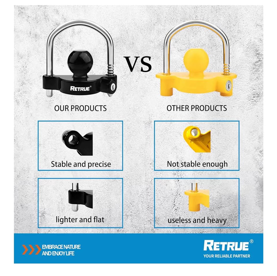 RETRUE Universal Coupler Lock Trailer Lock Ball Hitch Trailer Hitch Lock Adjustable Security Heavy-