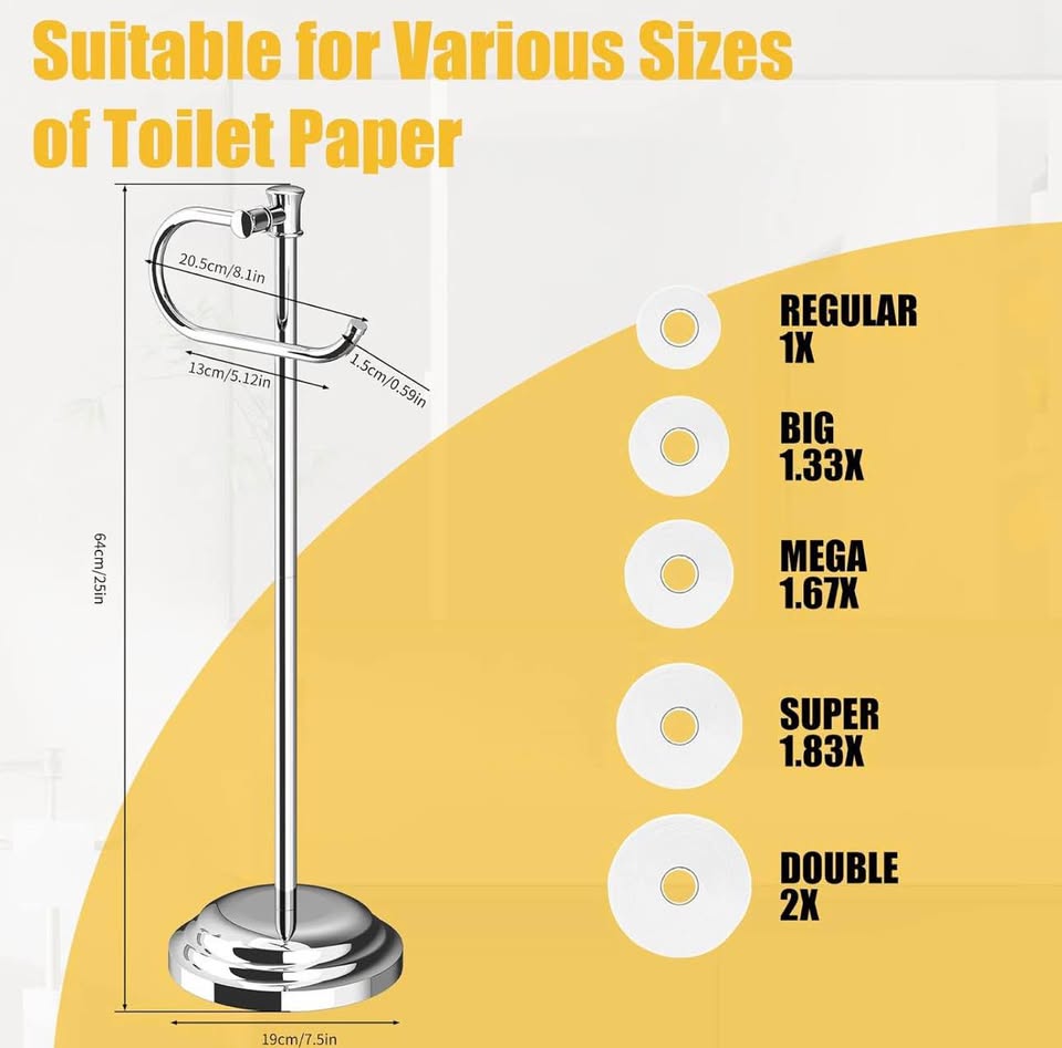 Toilet Paper Holder Free Standing Bathroom Toilet Tissue Holder Stand for Floor Toilet Paper Roll Ho