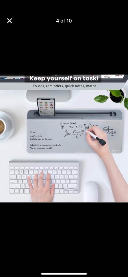 Glass Desk Organizer Whiteboard with Storage