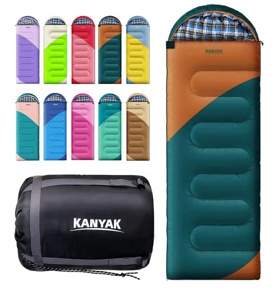 Outdoor Rectangular Sleeping Bag, Splicable Sleeping Bag with Anti-snag Zippers, Camping
