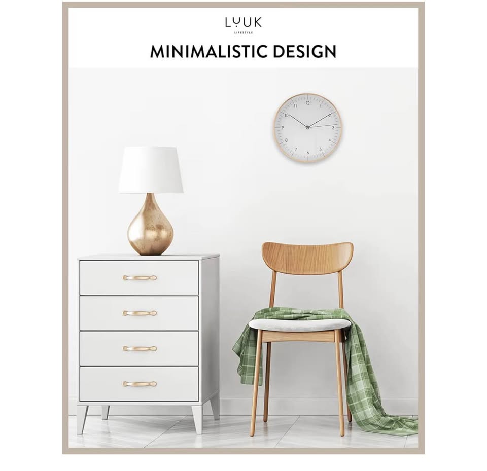 LUUK LIFESTYLE Silent Quartz Wall Clock 31 cm White Gold