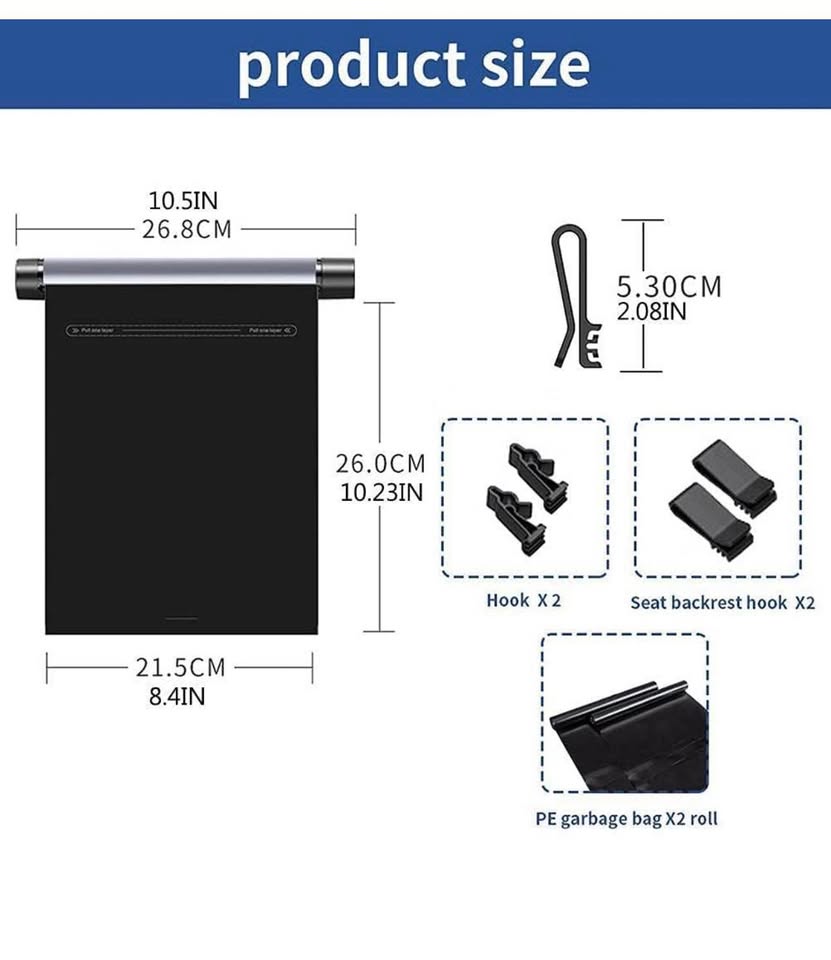 Rotary Car Trash Can, Creative Rotating Design Hanging Vehicle Garbage Bag with Durable Aluminum All