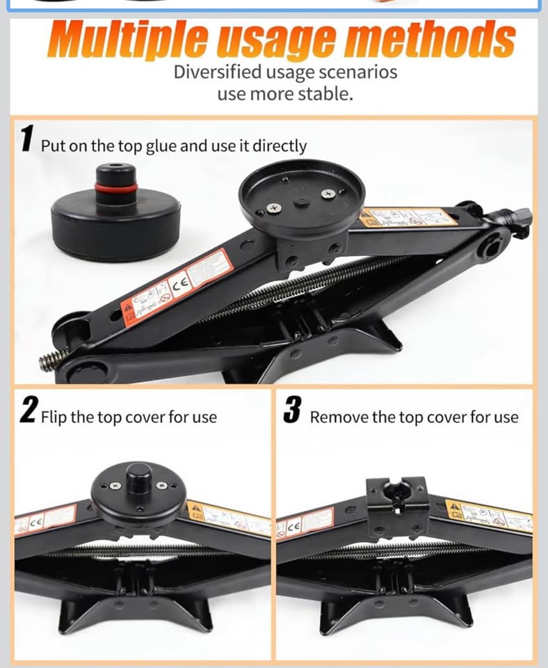 New Scissor Car Jack Kit w/ Tire Repair Set