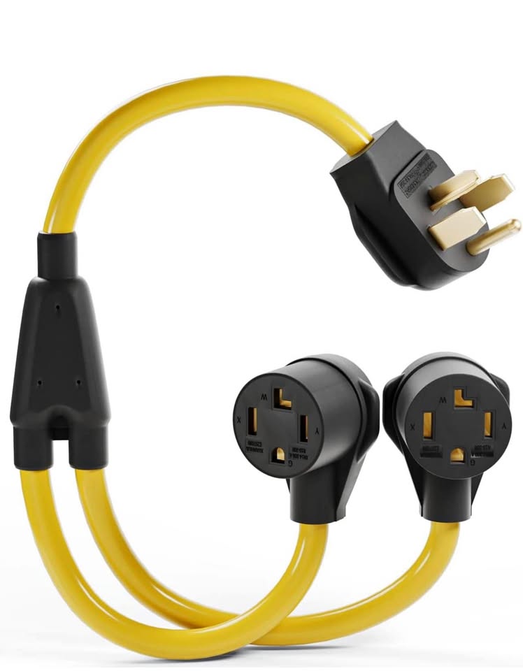 NEMA 14-30P to 2 NEMA 14-30R Dryer Y Splitter 3ft