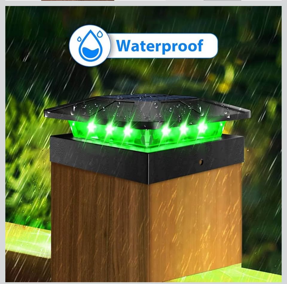 Peasur RGB Color Changing Solar Post Cap Lights Outdoor, 4Pack 4x4 Solar Powered Fence Light Waterp