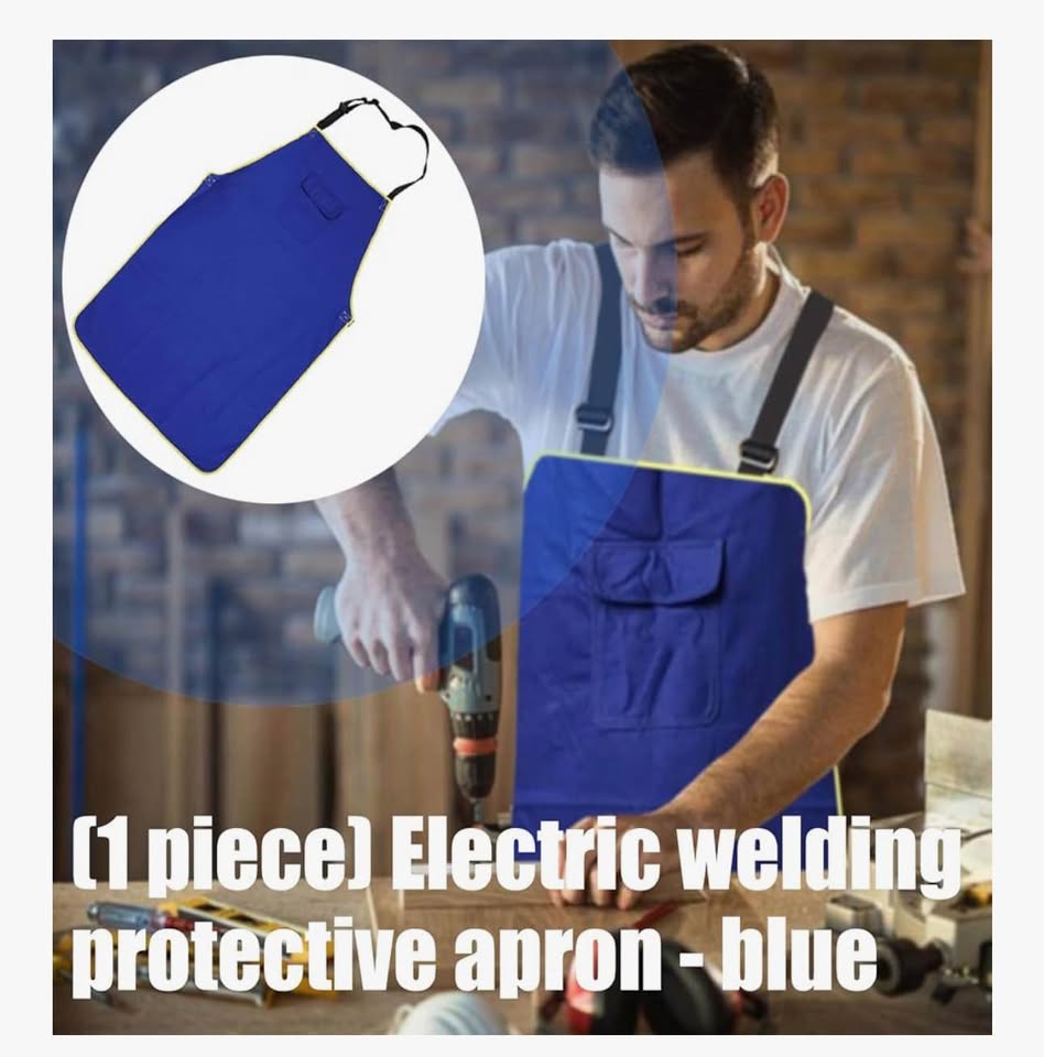 Heavy Duty Flame Resistant Welding Apron Adjustable Buckles Straps Chest Pocket for Metalworking and