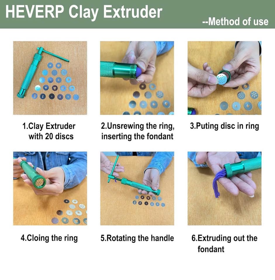 Stainless Steel Clay Extruders Sugar Paste Extruder Cake Fondant Decorating Tool Set (Black)