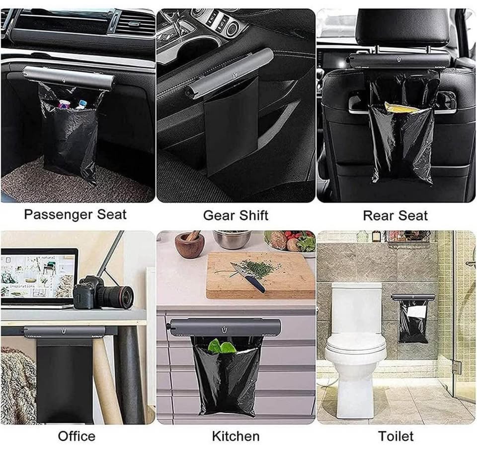 Rotary Car Trash Can, Creative Rotating Design Hanging Vehicle Garbage Bag with Durable Aluminum All