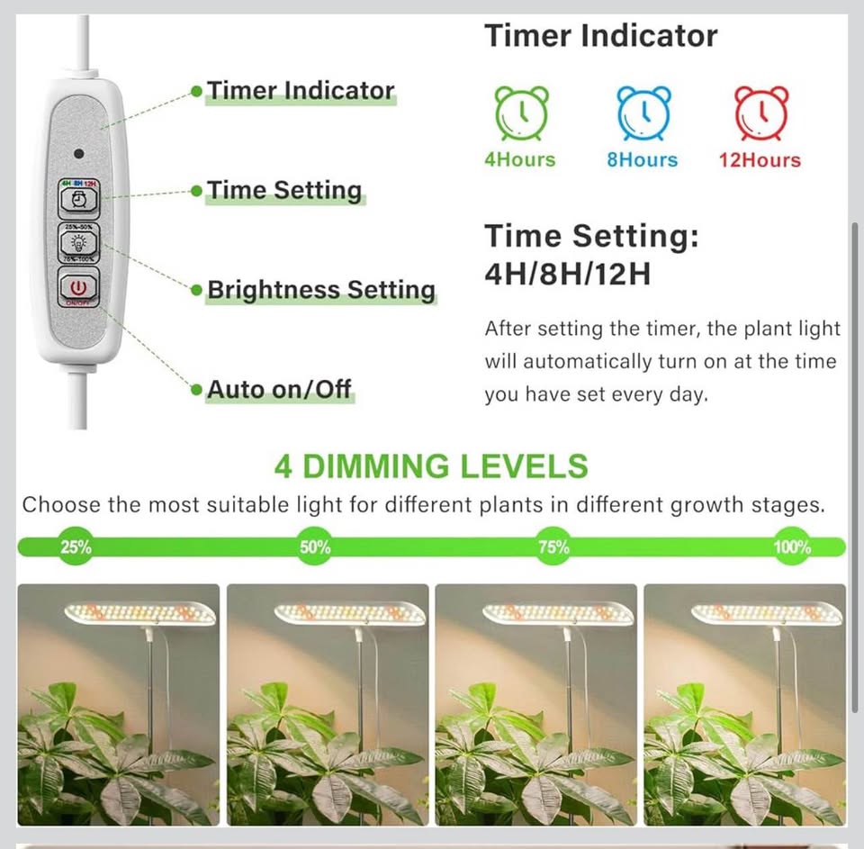 FOXGARDEN Grow Light, Full Spectrum LED Plant Light with Base, 26" Height Adjustable Growing Lamp wi