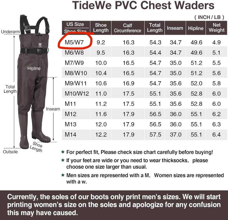 TideWe Bootfoot Chest Waders, Fishing Waders 2-Ply Nylon Waterproof Hunting Waders for Men & Women