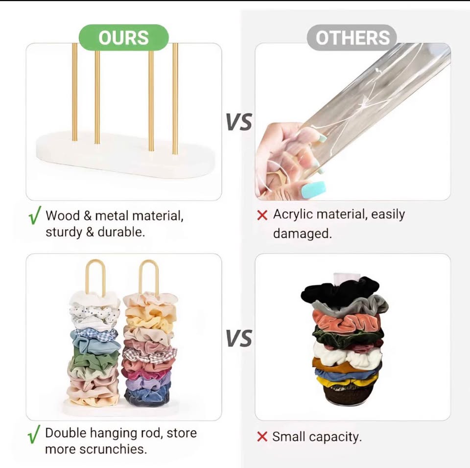 Dahey Scrunchie Holder Hair Tie Organizer Stand 2 Tier Modern Metal Hair Accessories Organizer