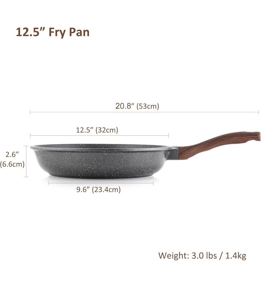 SENSARTE 12.5 Inch Nonstick Frying Pan Skillet, Swiss Granite Coating Omelette Pan, Healthy Stone Co