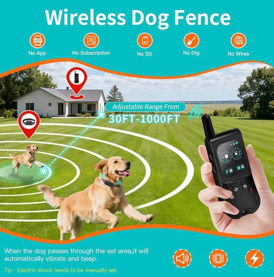 Wireless dog fence and training collar