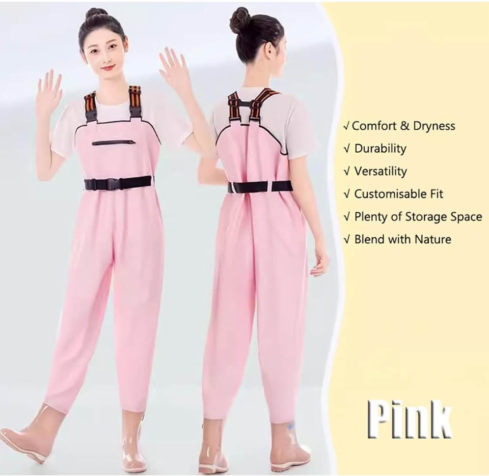 Underwater Women Chest Waders, Waterproof Hip Waders，PVC Lightweight Hip Boot with Cleated Outsole