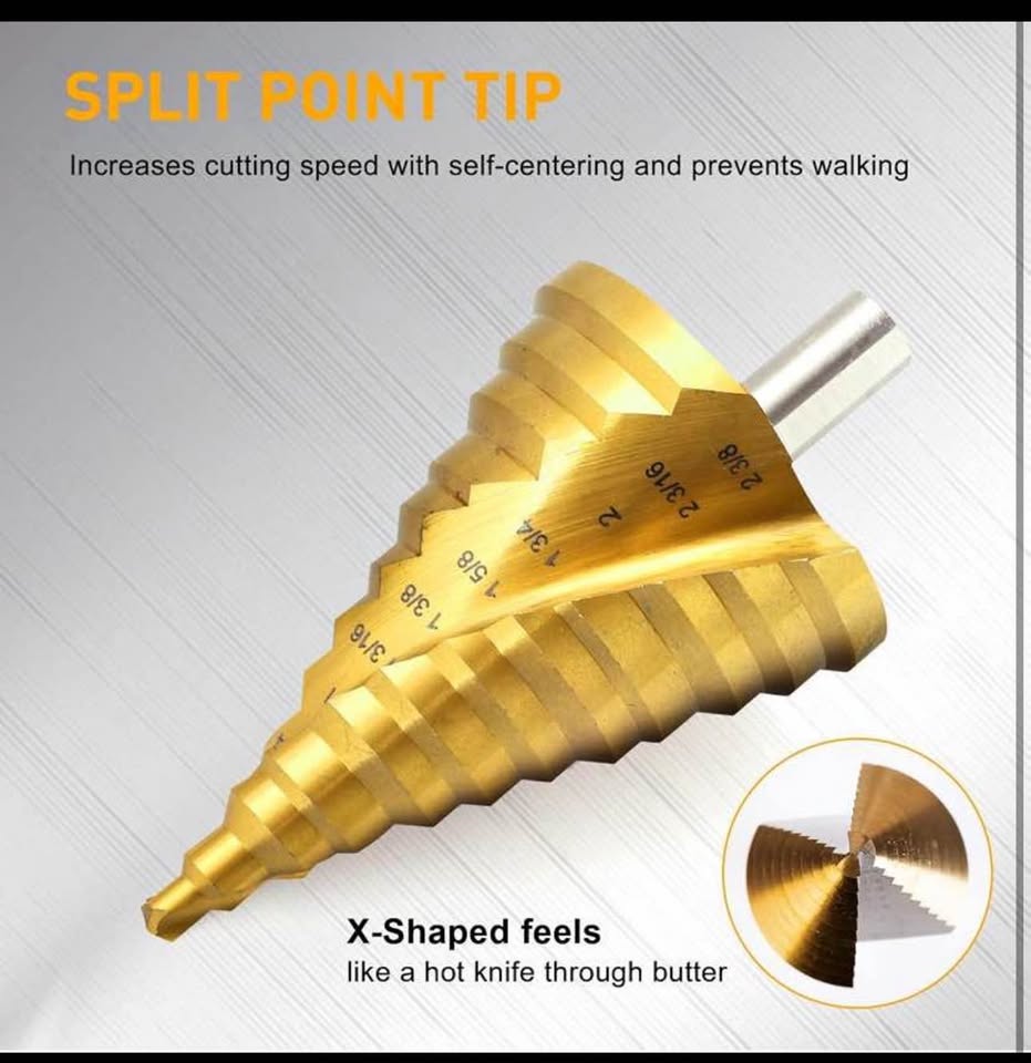 Brand new Spiral Groove Step Drill Bit 1/4” to 2-3/8”