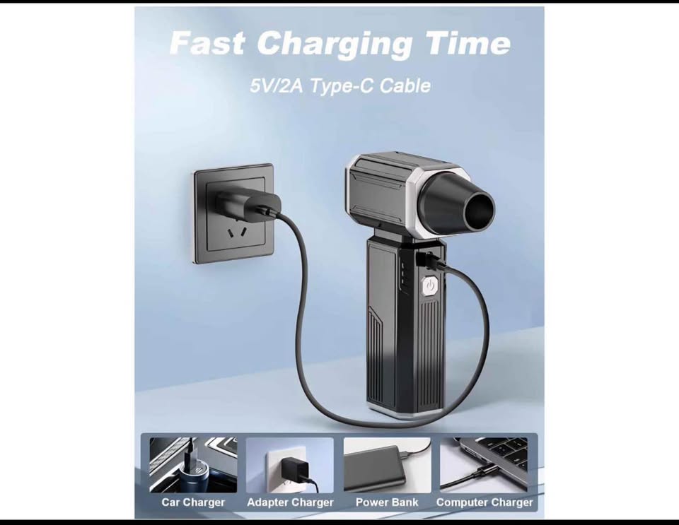 Compressed Air Duster, Super Power Adjustable Speed Cordless Air Duster Turbo Mini Blower