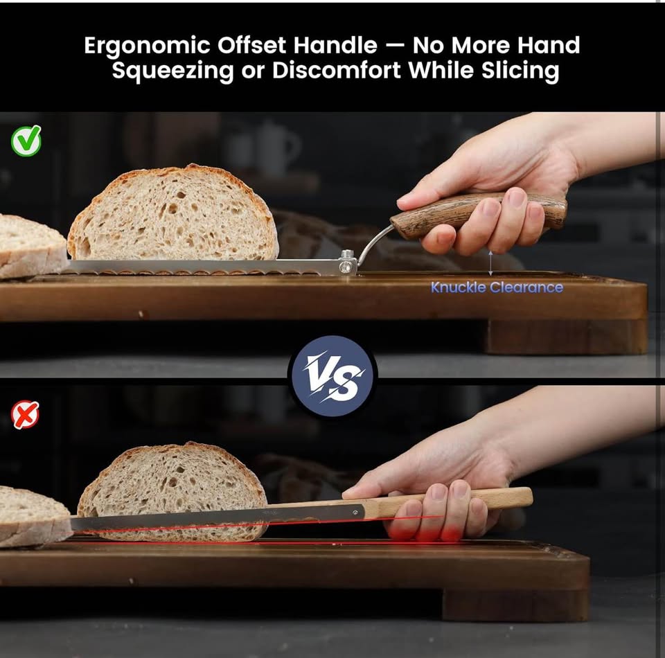 Left-Handed Bread Knife for Homemade Bread, World's 1st Real Bow-Design Sourdough Bread Slicer