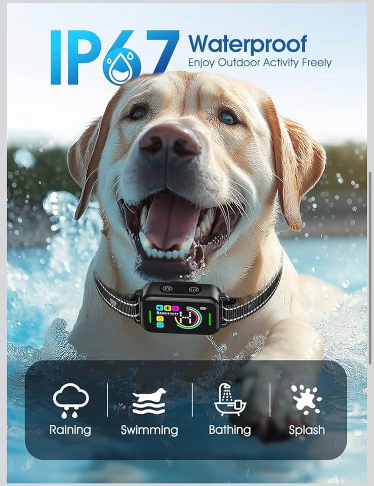 DINJOO Bark Collar, Dog Bark Collar for Large Medium Small Dogs,Smart Bark Collar,Rechargeable Anti