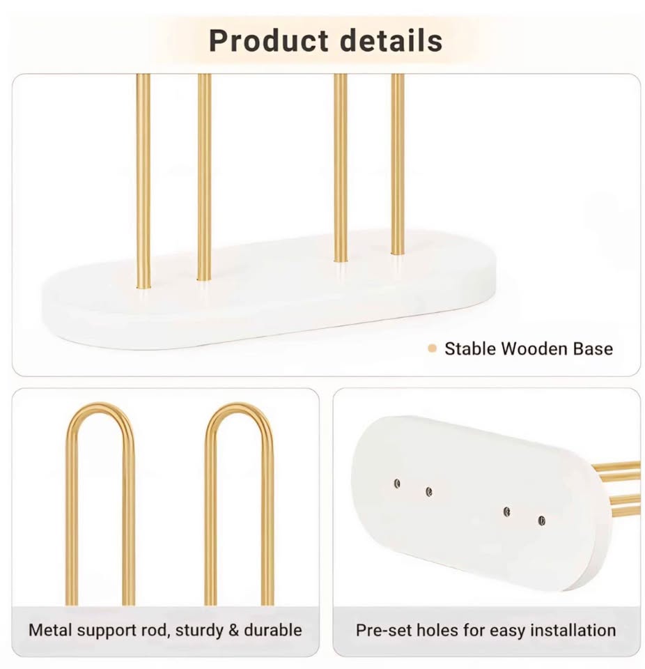 Dahey Scrunchie Holder Hair Tie Organizer Stand 2 Tier Modern Metal Hair Accessories Organizer