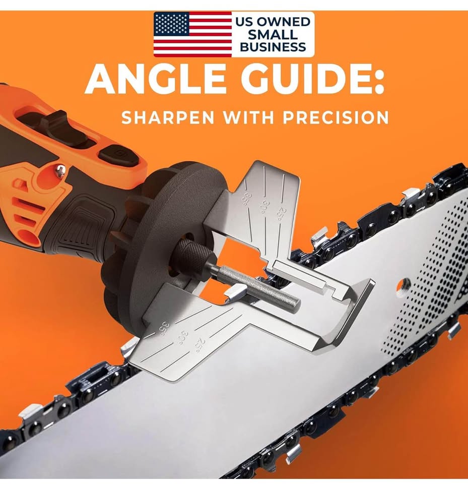 Sharp Pebble Electric Cordless Chainsaw Sharpener Kit - Comes with Chain Saw Sharpener Tool, 4 File