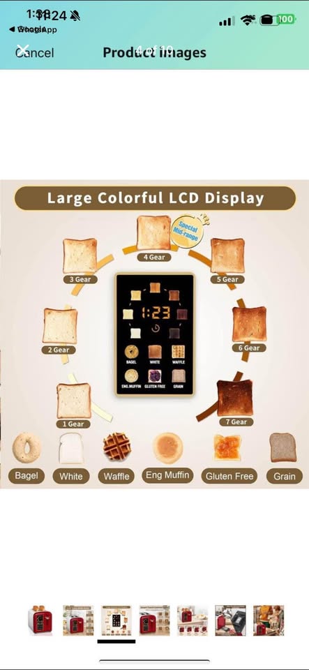 Red 2-Slice Toaster Wide Slots Digital Display