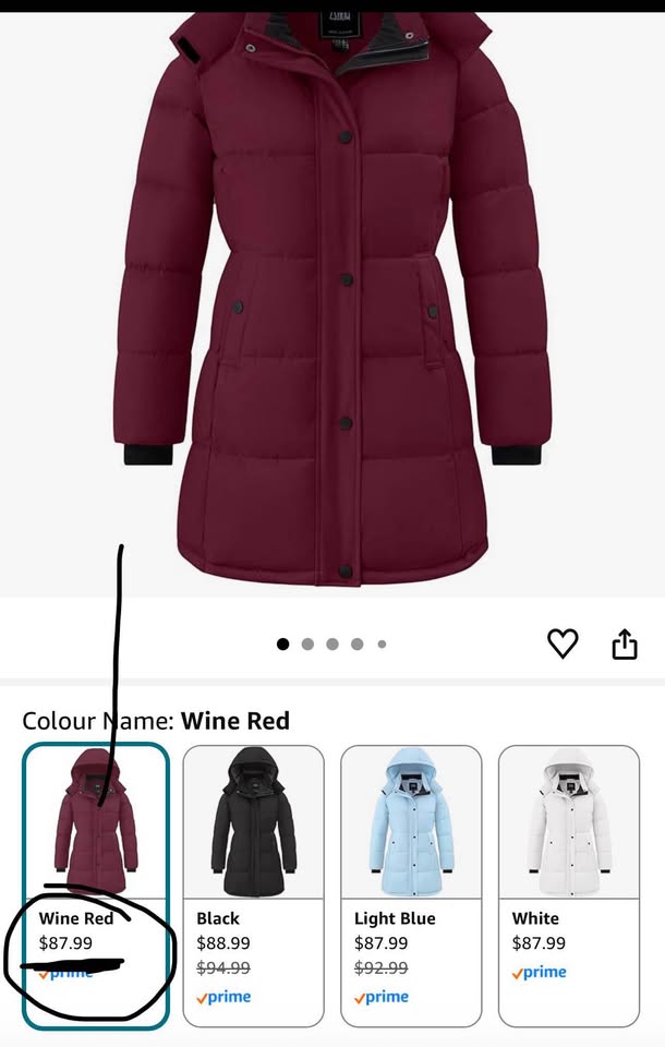 ZSHOW Wine Red Puffer Coat