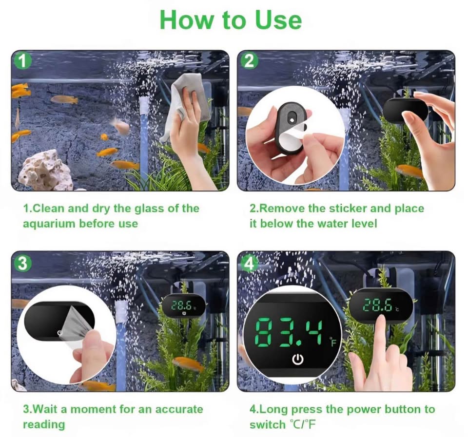 Aquarium Thermometer Digital, Wireless Fish Tank Thermometer with Accurate Temperature Sensor