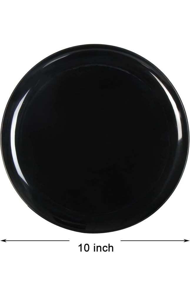 Youngever 10 Inch Plastic Plates, Large Plates, Dinner Plates, Set of 9 (Black)