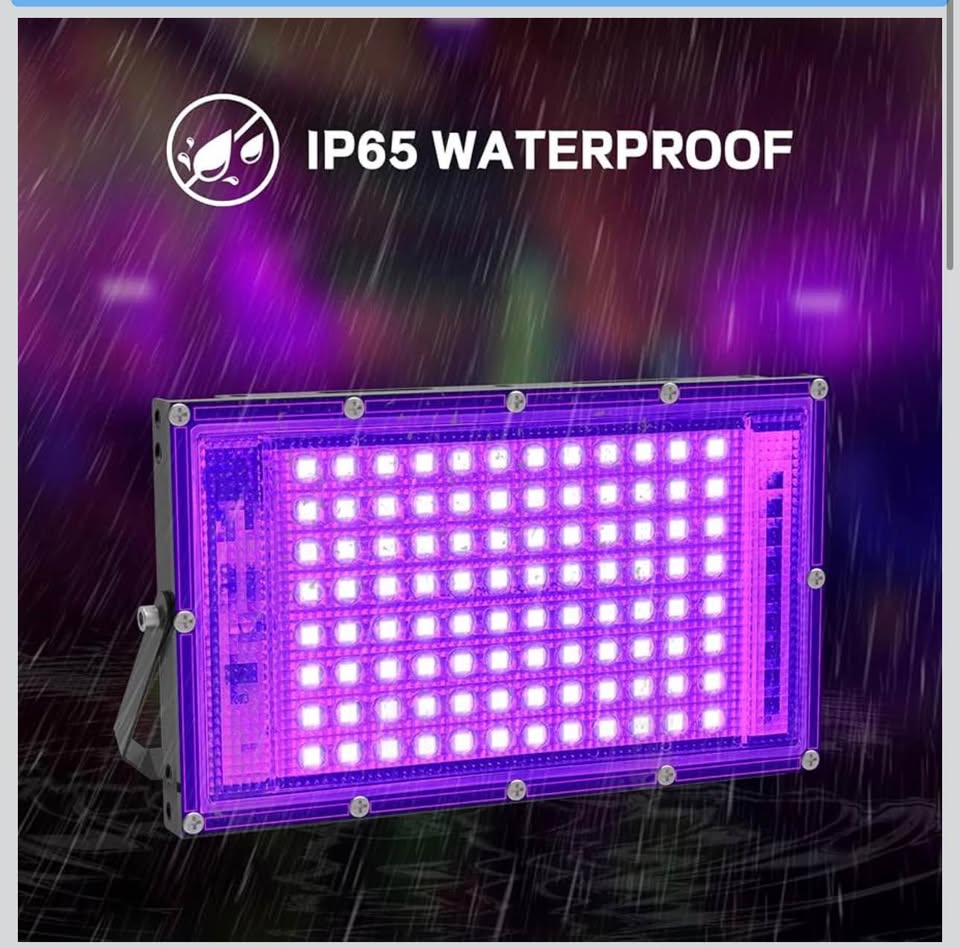 100W LED Black Light 2 Pack, ELWOKS Black Lights for Glow Party, Ultra Thin Black Lights Flood Light