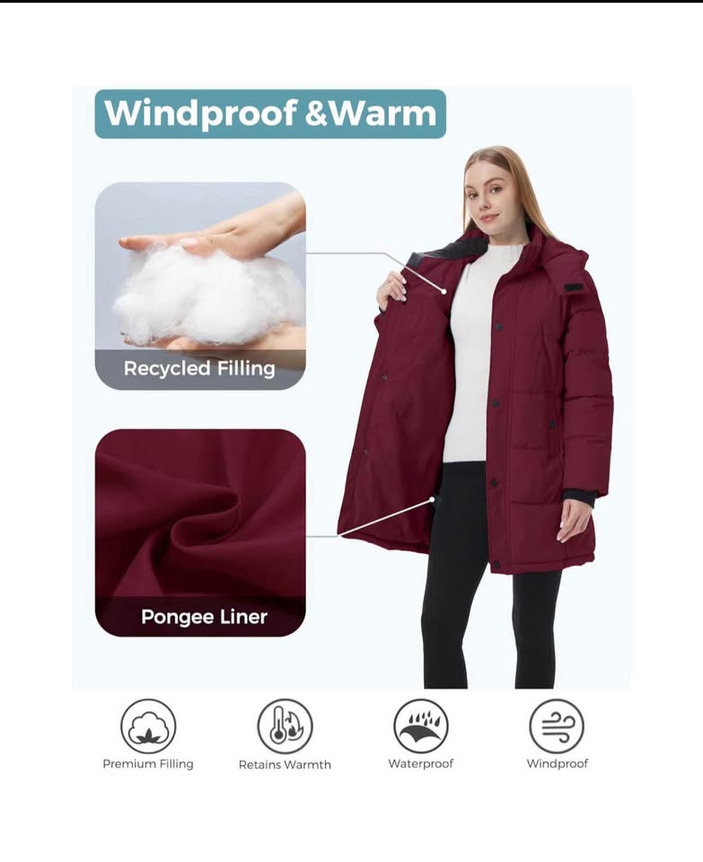 ZSHOW Wine Red Puffer Coat