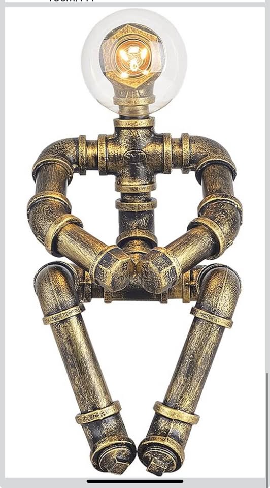 Industrial Pipe Robot Table Lamp Bronze Finish