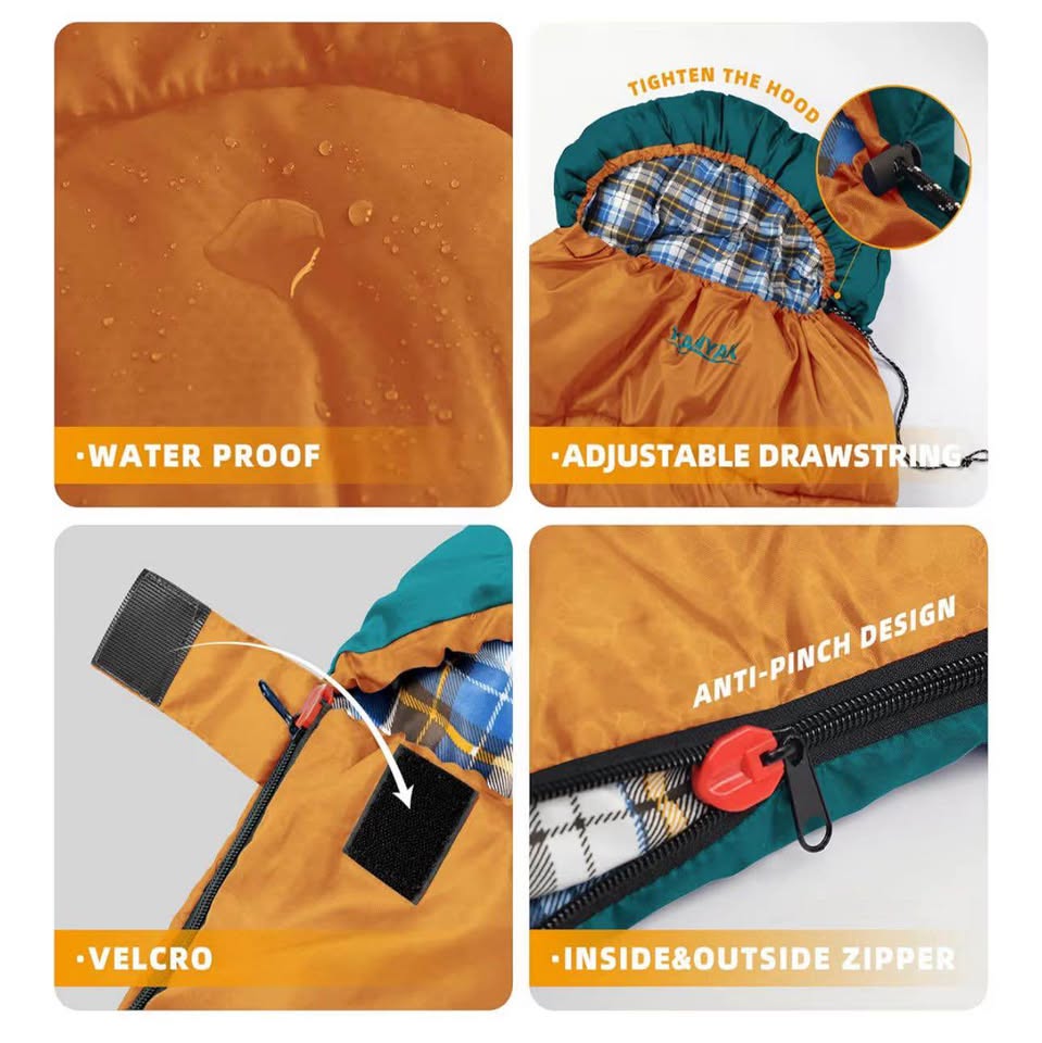 Outdoor Rectangular Sleeping Bag, Splicable Sleeping Bag with Anti-snag Zippers, Camping