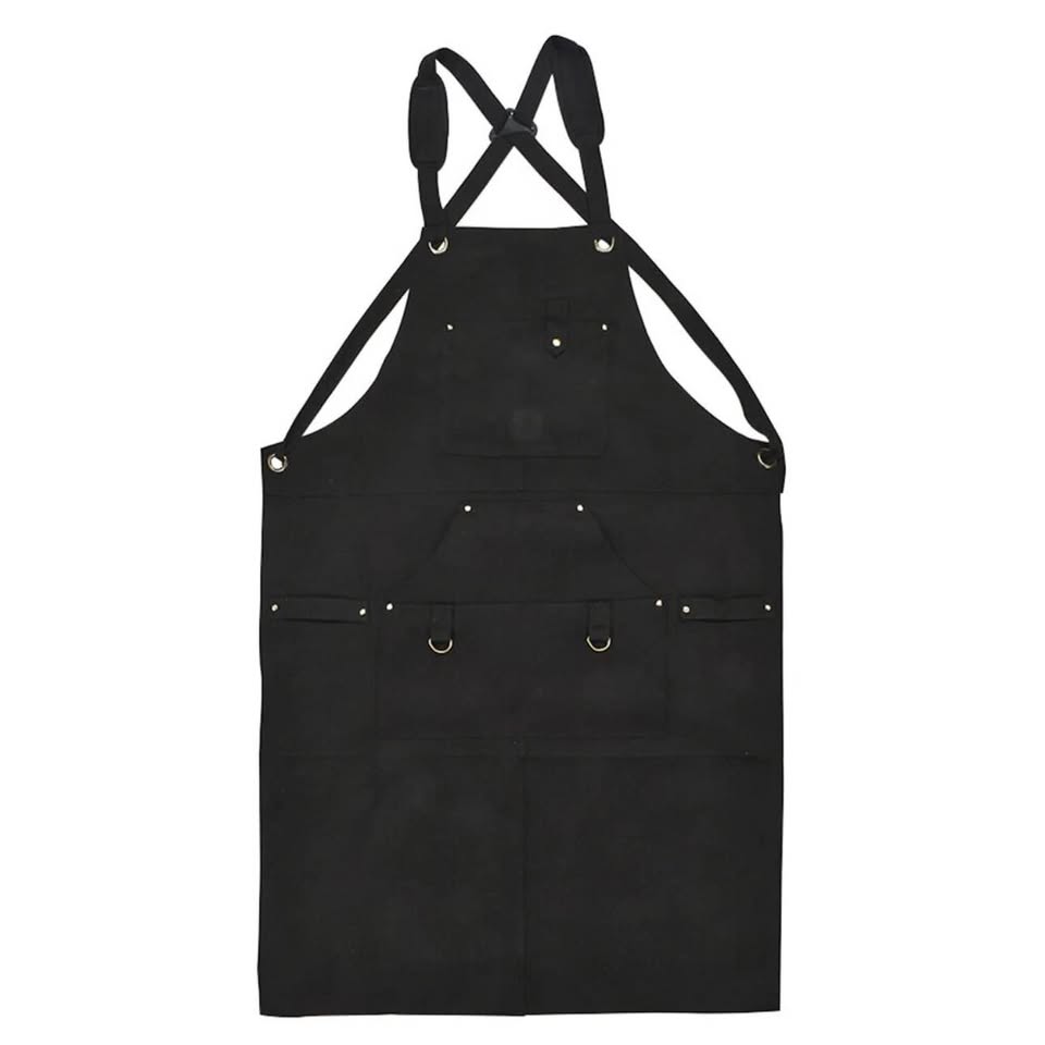 Heavy Duty Waxed Canvas Work Apron for men Rugged & Water-Resistant Black