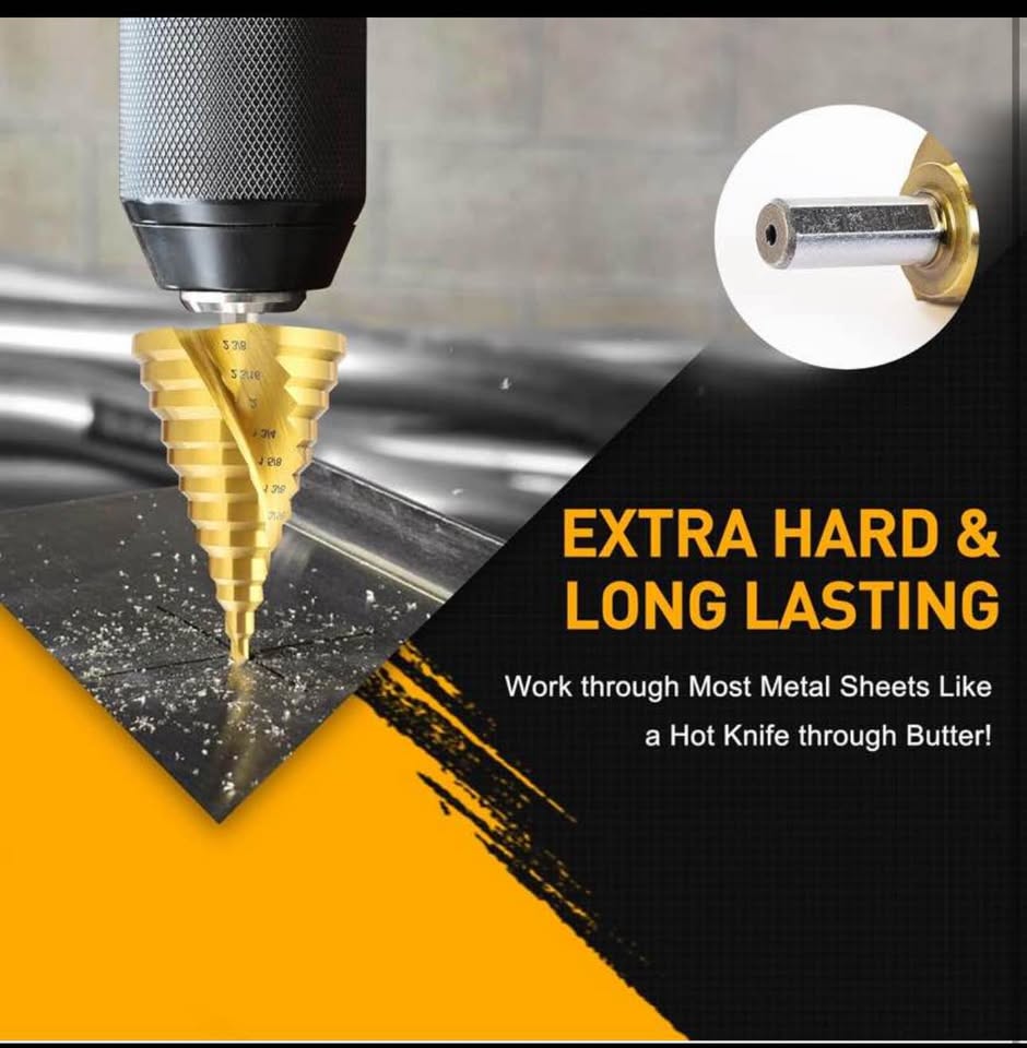 Brand new Spiral Groove Step Drill Bit 1/4” to 2-3/8”