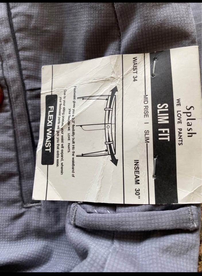 Brand new slim fit flexible waist pants (size 34)