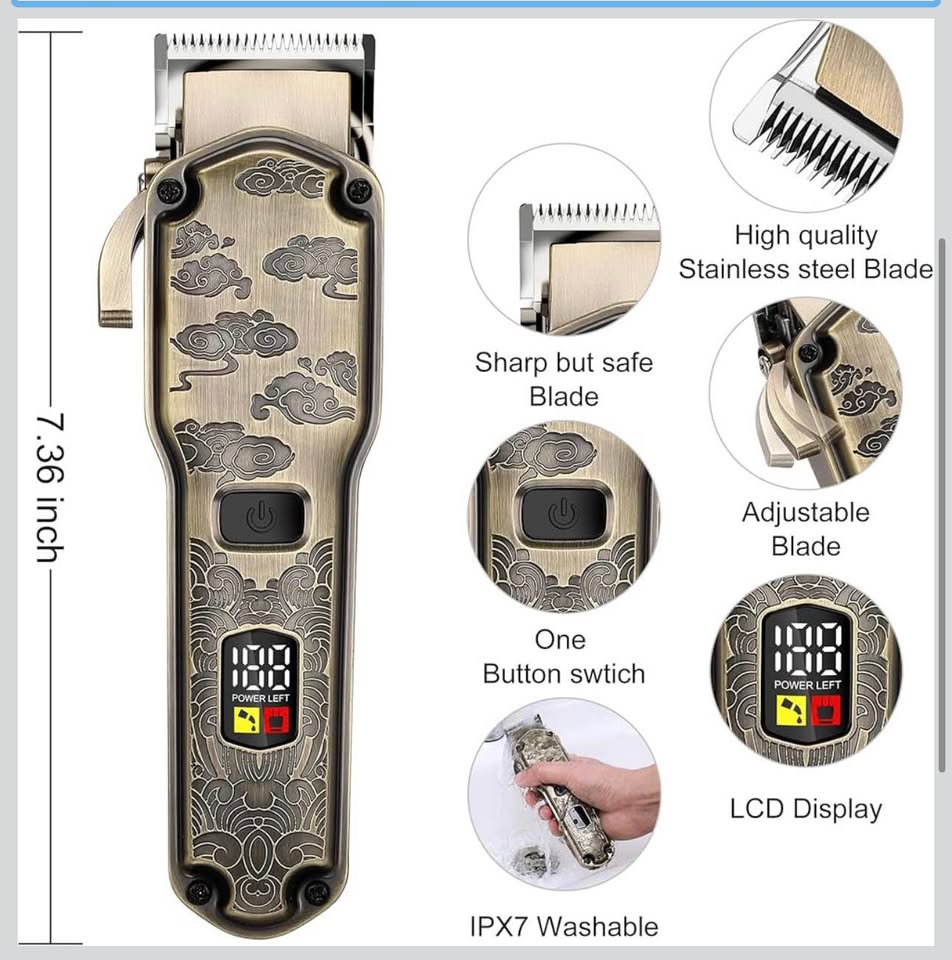 Hatteker Professional Hair Clippers for Men Beard Trimmer Clippers and Trimmer Set Waterproof T-Blad