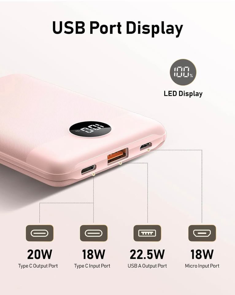 VEEKTOMX Mini Power Bank 10000mAh, 22.5W Fast Charging Small Portable Charger with PD 3.0 & QC 3.0,U