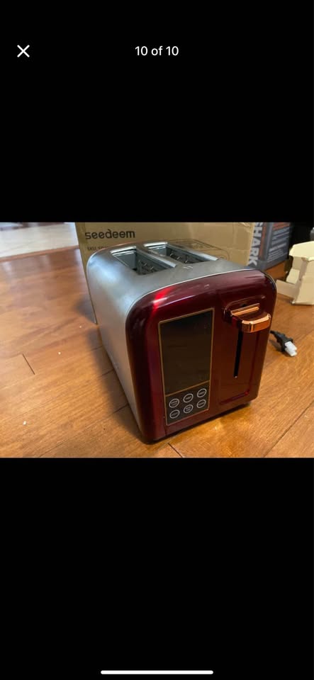 Red 2-Slice Toaster Wide Slots Digital Display
